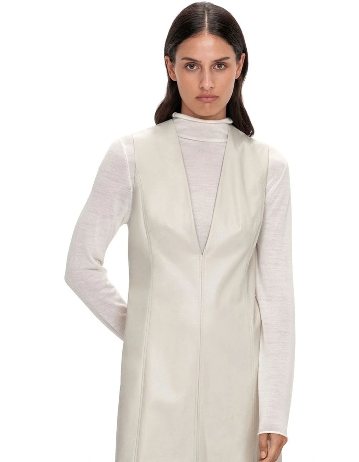 Faux Leather Tunic Dress in Grey