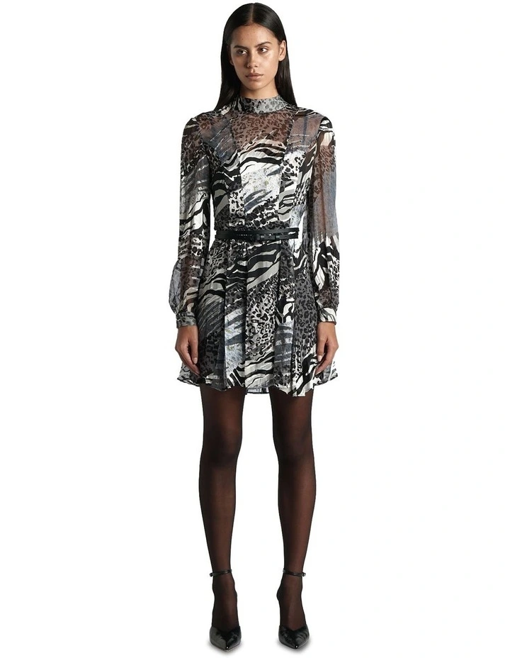 Animal Burnout Mini Dress in Multi