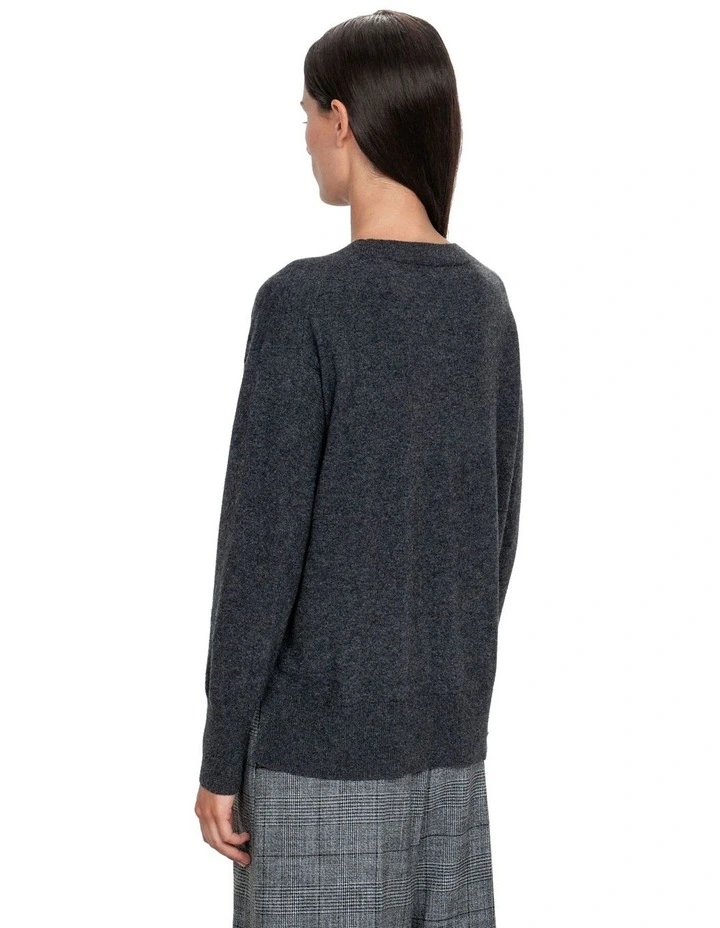 Cashmere Merino Blend V-Neck Sweater in Grey