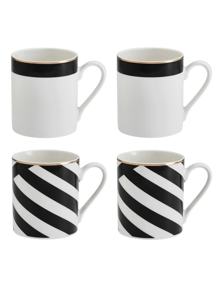 Luxe Deco Mugs Set in 380ml 4-Piece in Multi