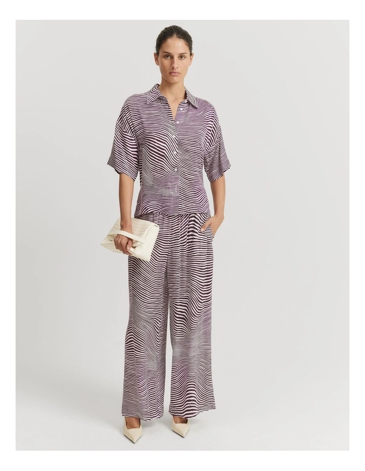 Print Short Sleeve Cupro Shirt in Ripple Print