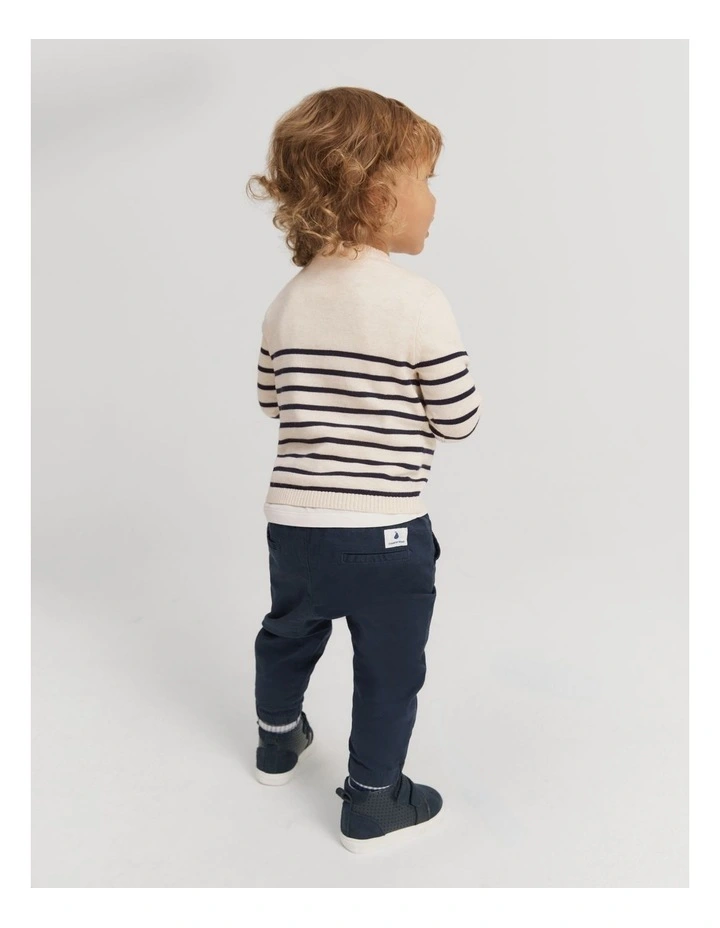 Organically Grown Cotton Classic Stripe Knit in Off White
