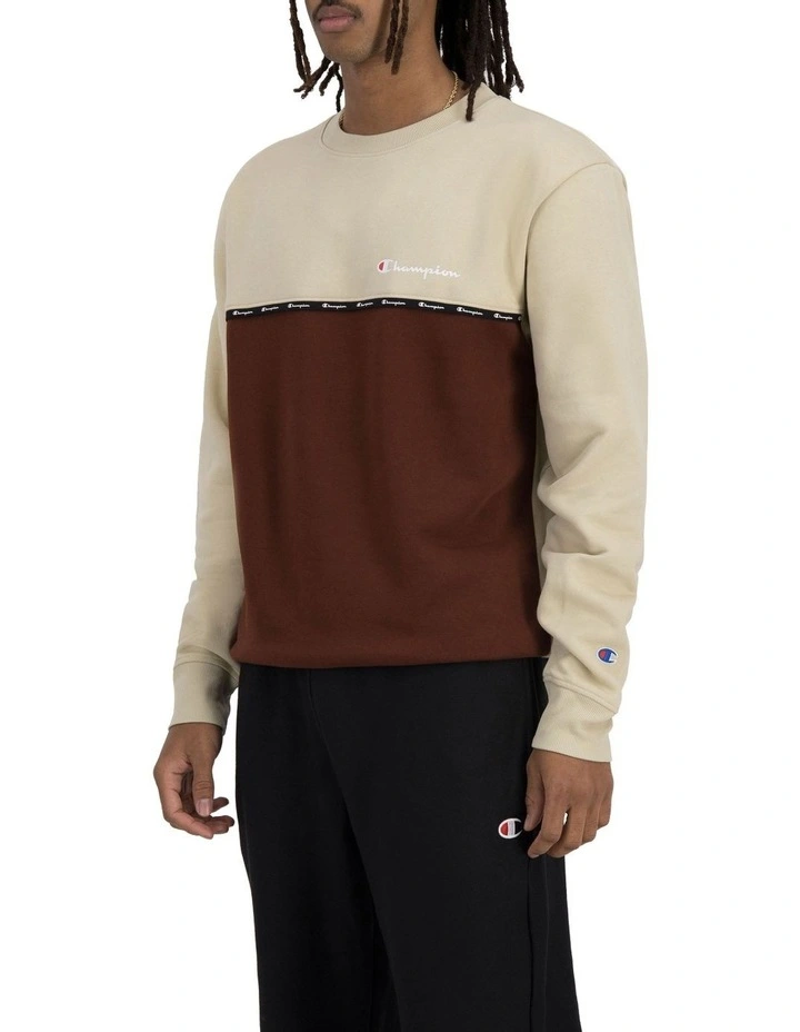 Colour Block Crew Pullover in Pressure Down