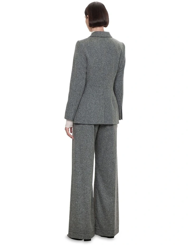 Boucle Twill Blazer in Grey Black