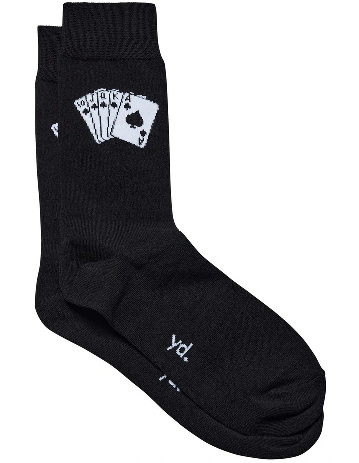 Royal Flush Pun Socks in Black