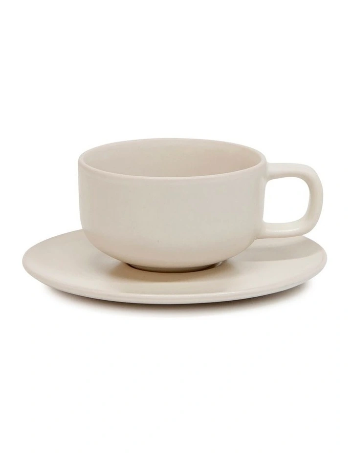 HUE Tea Cup and Saucer Set 200ml/15.5cm Stone