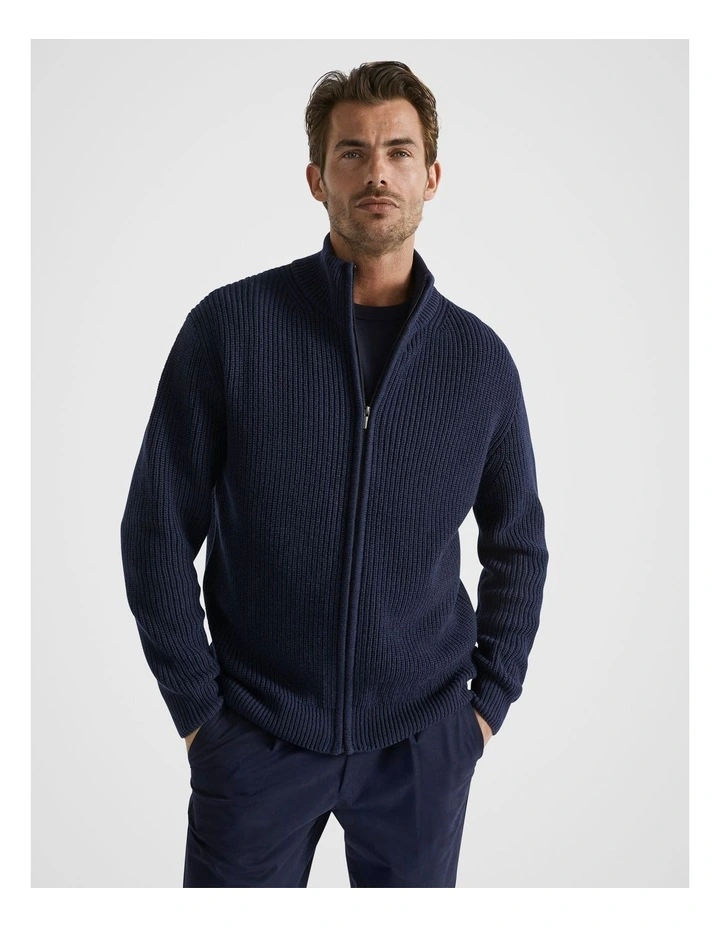 Full Zip Cardigan in Midnight Blue