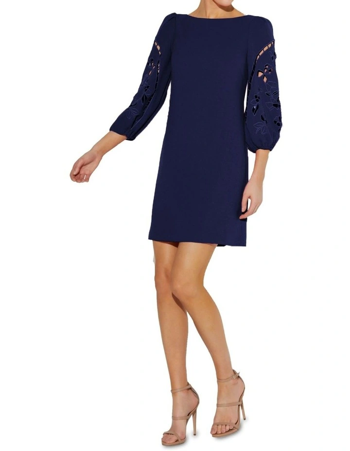 Annie Cut Out Detail Shift Dress in Navy