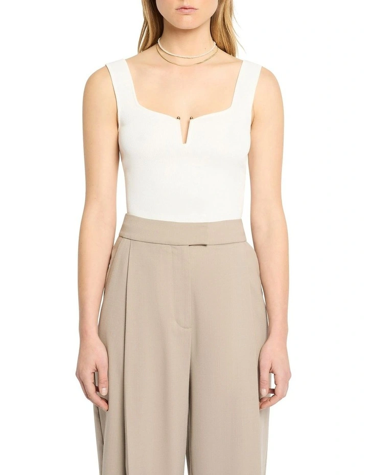 Grace Rib Knit Tank Top in Ivory