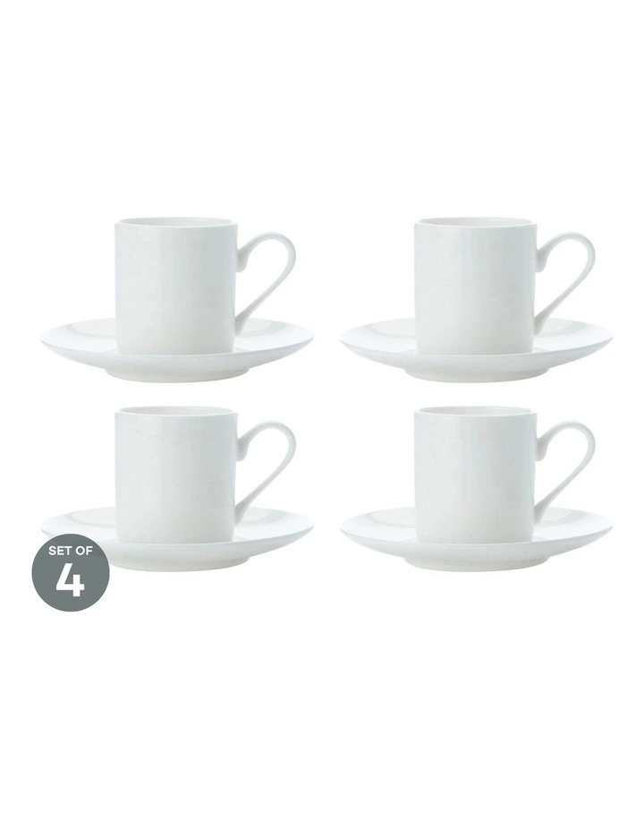Cashmere Straight Demi Cup 100ml And Saucer Set of 4 in White