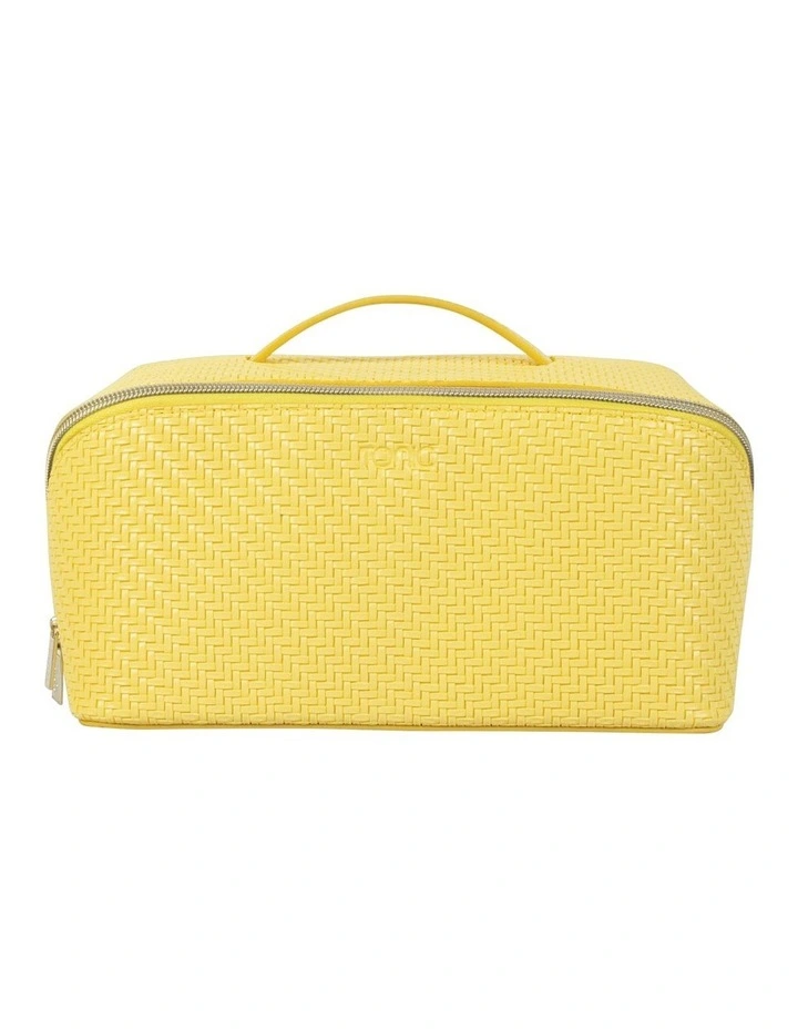 Herringbone Beauty Bag Large in Lemon