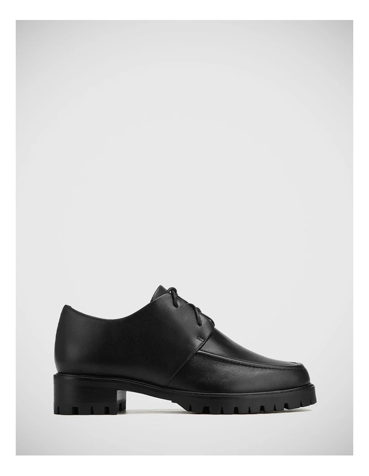 Etta Leather Lace Up Flat in Black