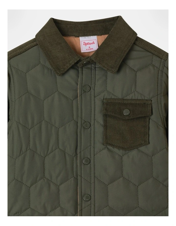 Quilted Puffer With Sherpa Lining in Light Khaki