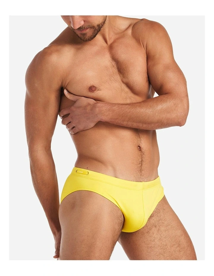Grid Swim Brief in Bondi Yellow