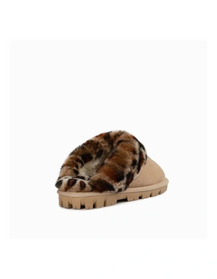 Leopard Print Water Resistant Coquette Slipper in Sand