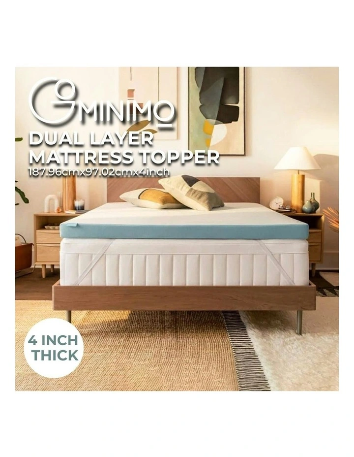 Dual Layer Gel Infused Memory Foam Mattress Bed Topper 4-inch Single in White