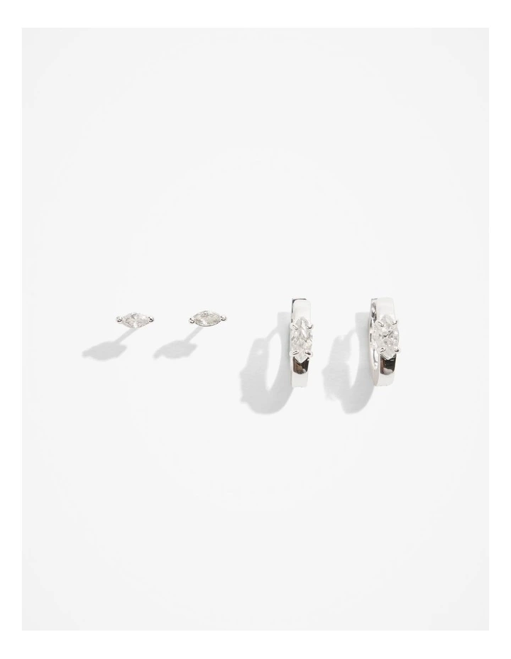 Marquise Stud Pack Earring in Silver