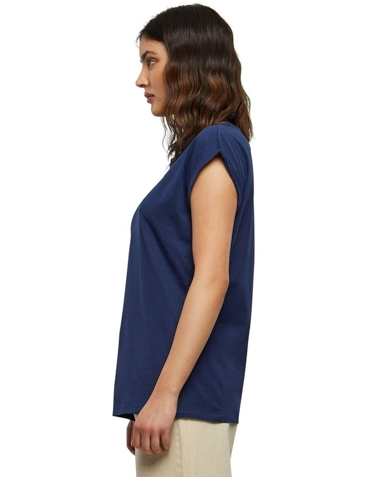 Extended Shoulder Tee in Dark Blue