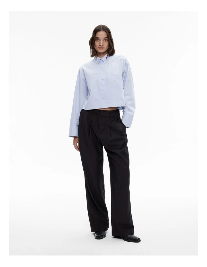 Cropped Pocket Detail Shirt in Chambray