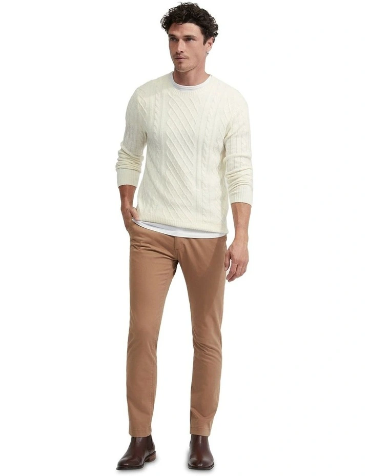 Bruno Wool Rich Cable Knit Top in Ivory