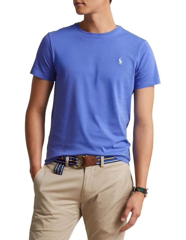Custom Slim Fit Jersey Crewneck T-shirt in Blue
