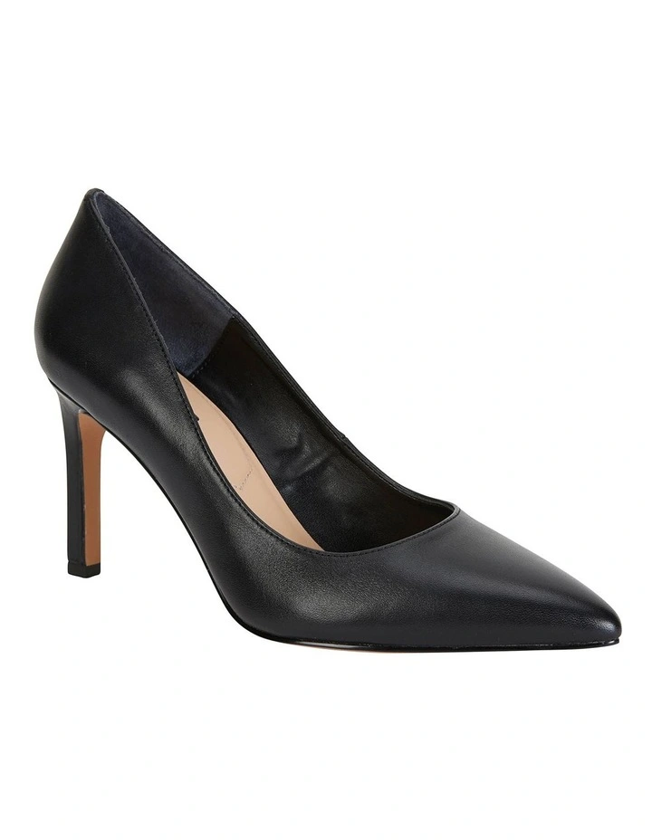 Octavia Heeled Shoes in Black Leather