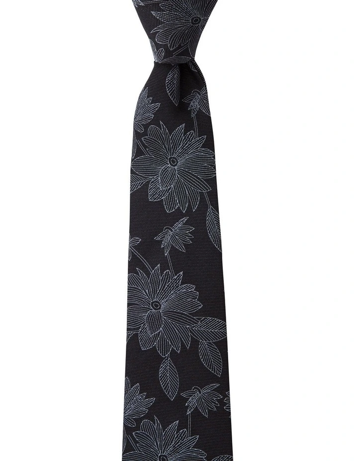 Dahlia Silk Tie in Charcoal