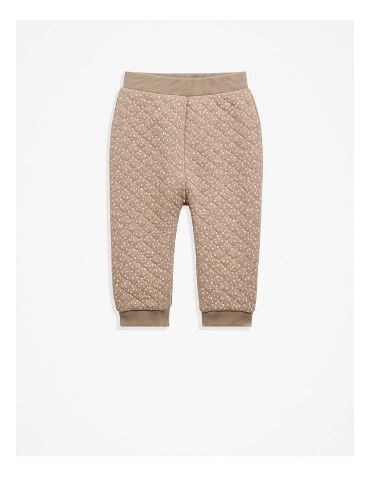 Organically Grown Cotton Blend Quilt Sweat Pant in Mushroom Animal