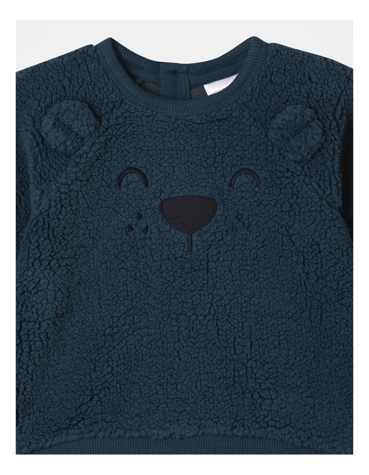 Essential Sherpa Sweat Top in Navy