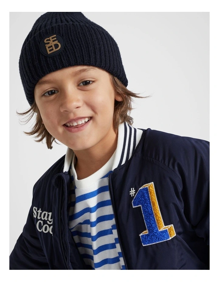 Rib Beanie in Midnight Blue