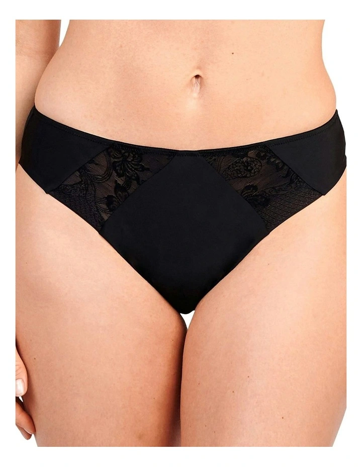Perfect Shape Microfiber & Lace Brief in Black