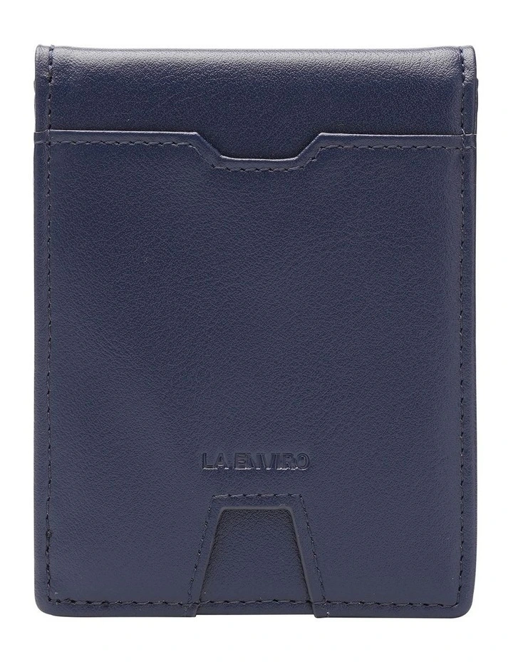 Yamba Minimalist Slim Bifold Front Pocket Vegan Leather Wallet in Blue