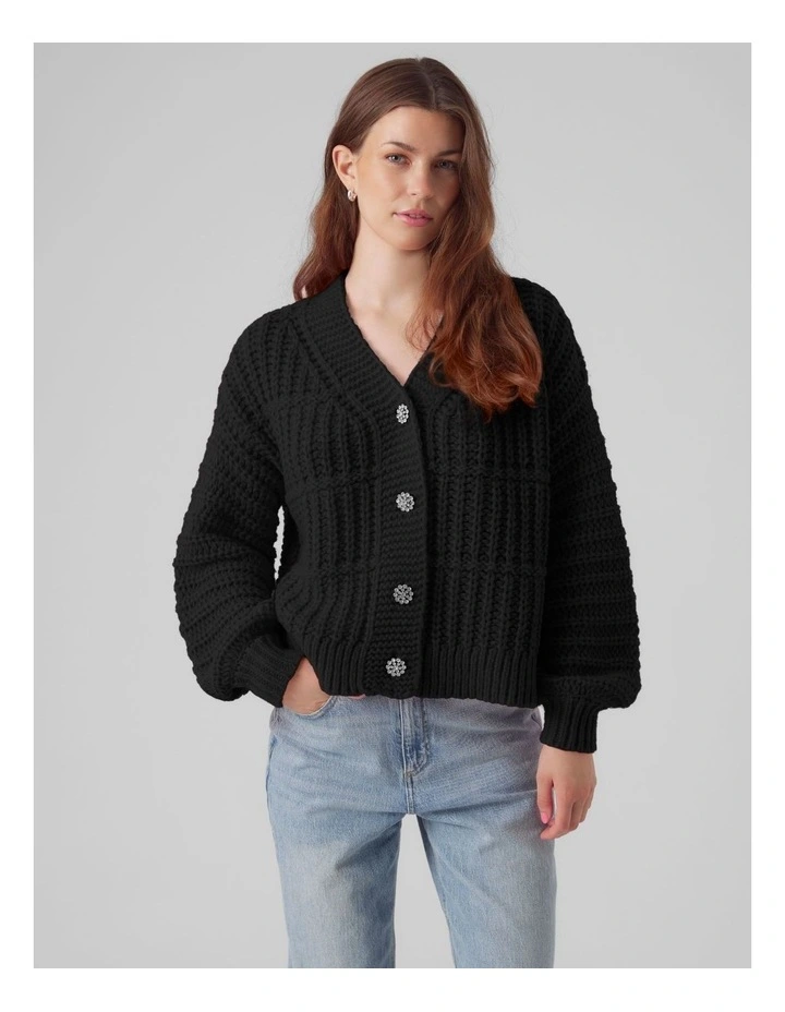 Smilla V-Neck Cardigan in Black