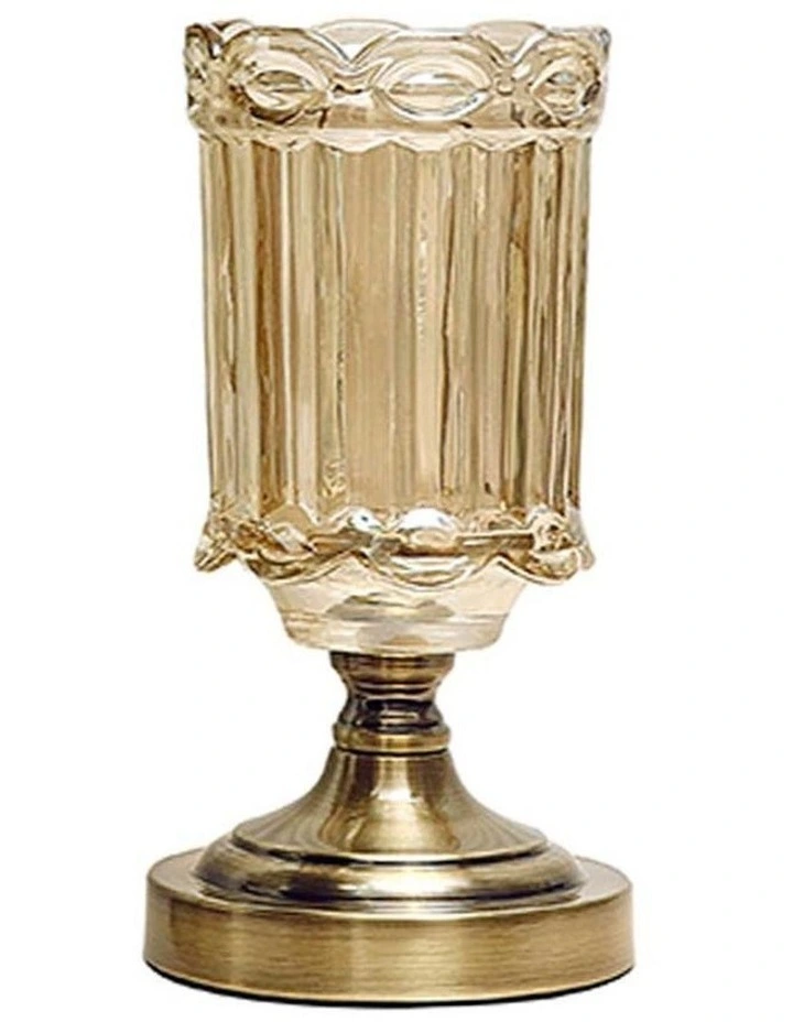 Transparent Glass Flower Vase with Metal Base 25cm in Multi