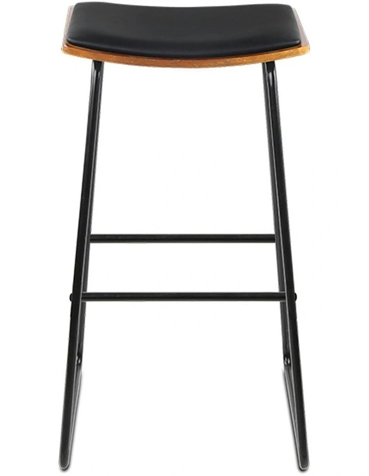 Leather Padded Metal Bar Stools x4 in Black