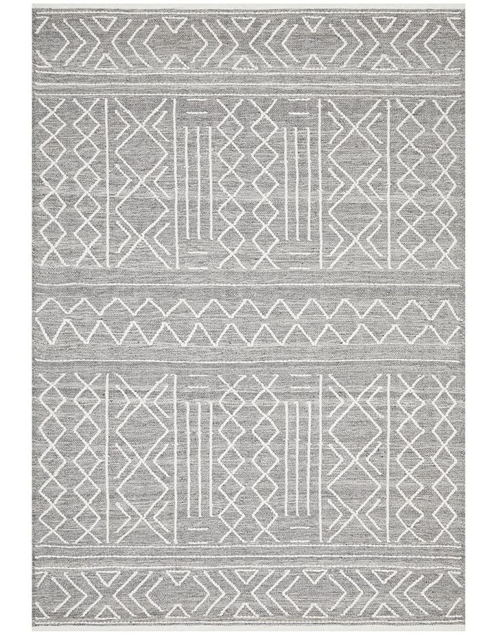 Arya Stitch Woven Rug In Silver Grey