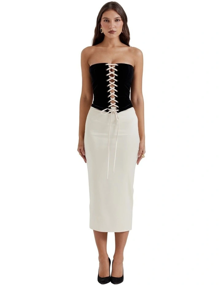 Jania Strapless Corset Dress in Black/Vintage