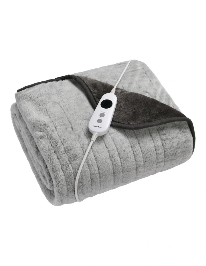 Faux Mink Heated Throw Blanket with White Tip 160x120cm in Silver