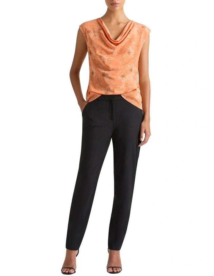 Zane Cowl Neck Silk Top in Salmon Multi