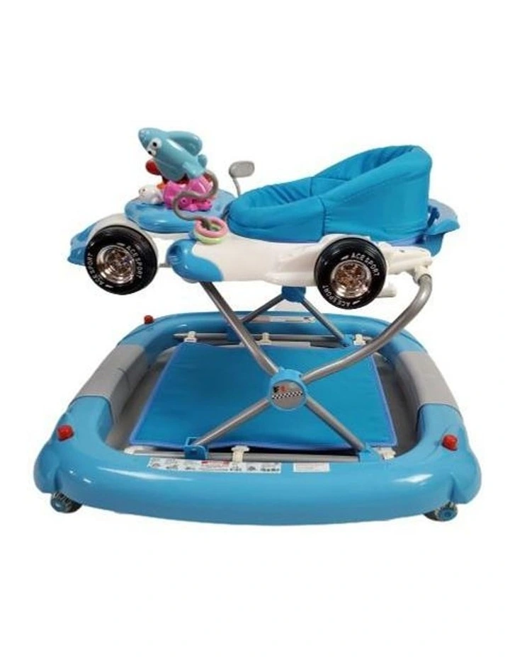 Racing Car 4-in-1 Baby Walker & Rocker Blue
