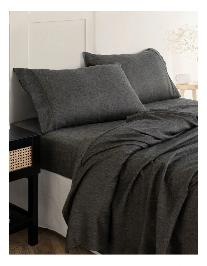 Luxury Linen Queen Sheet Set in Charcoal