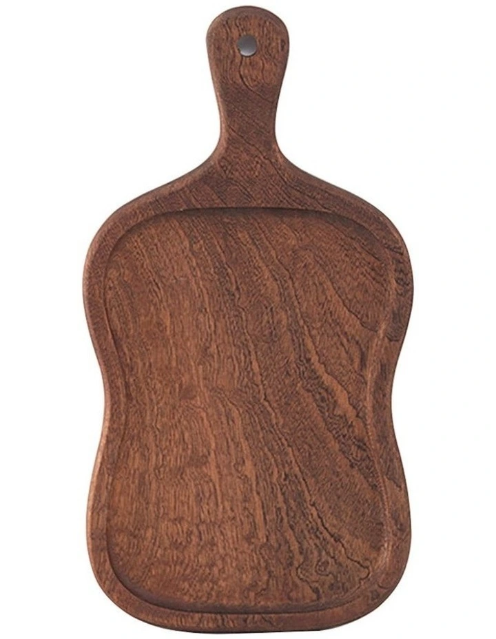Wooden Serving Tray Board Paddle with Handle 40cm in Brown