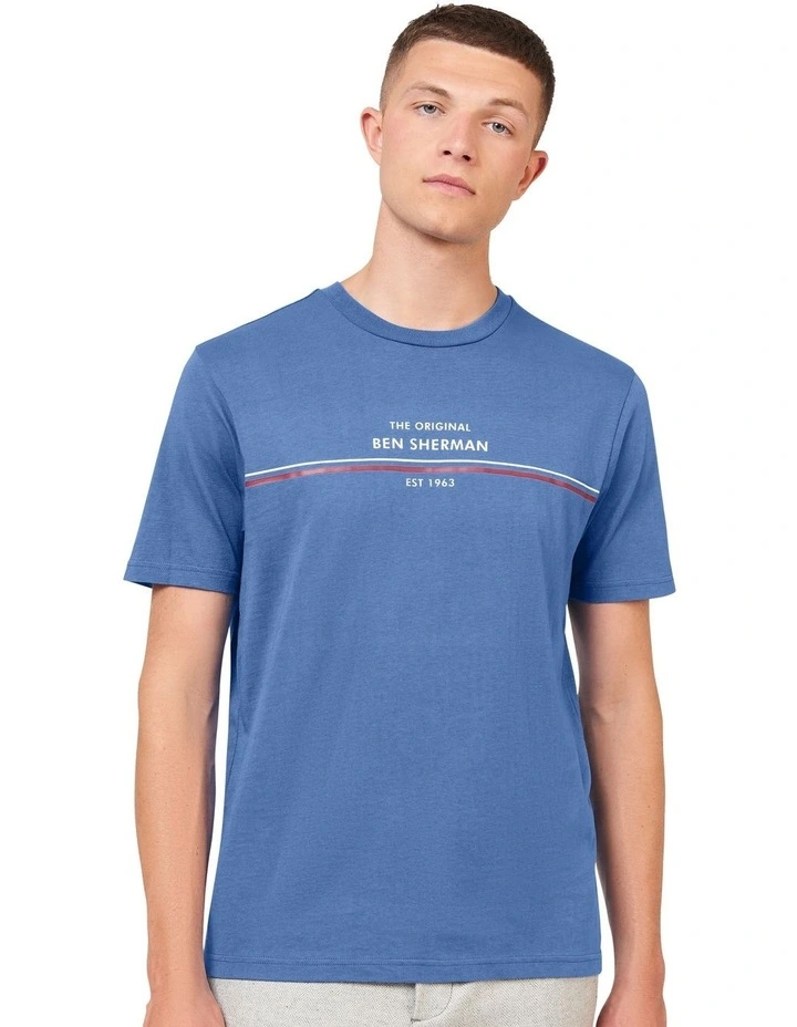 Brand Stripe Tee in Blue