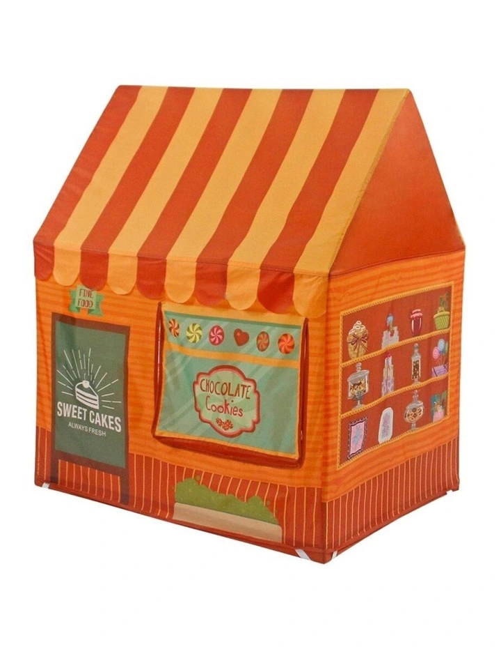 Kids Play Tent Dessert House Toys Rolling Shutter Door Playhouse in Brown