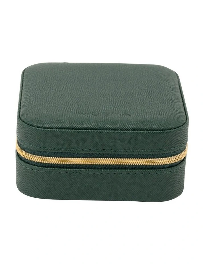 Square Zipper Jewellery Case in Green