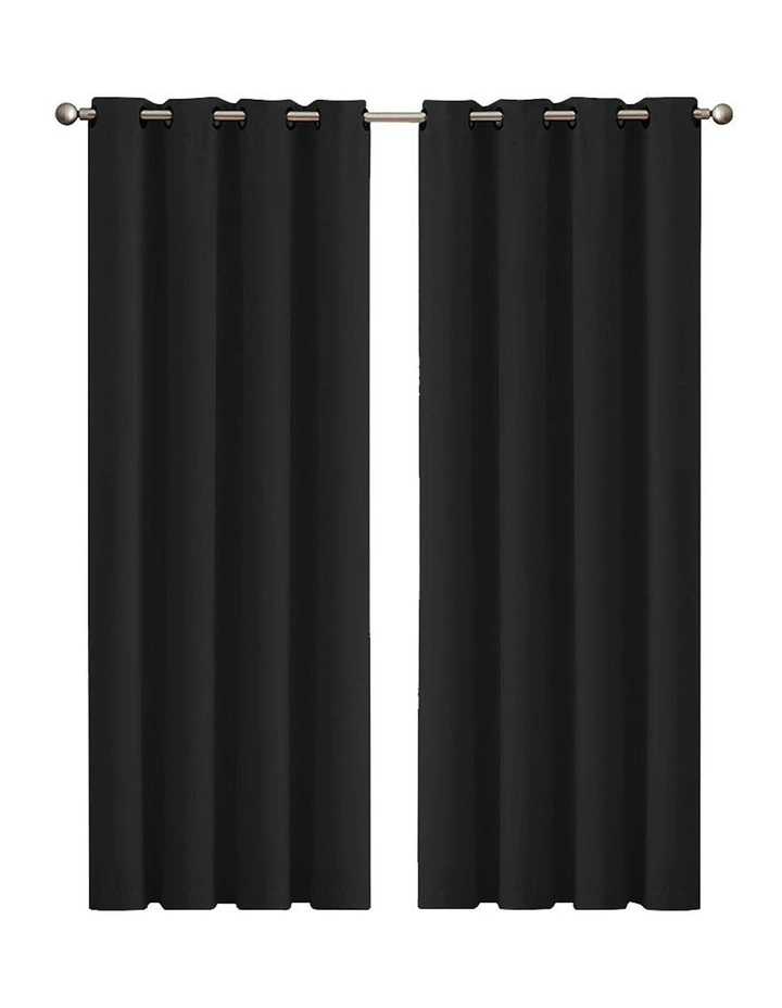 2x Blockout Panels 3 Layers Curtains Eyelet 140x230cm in Black