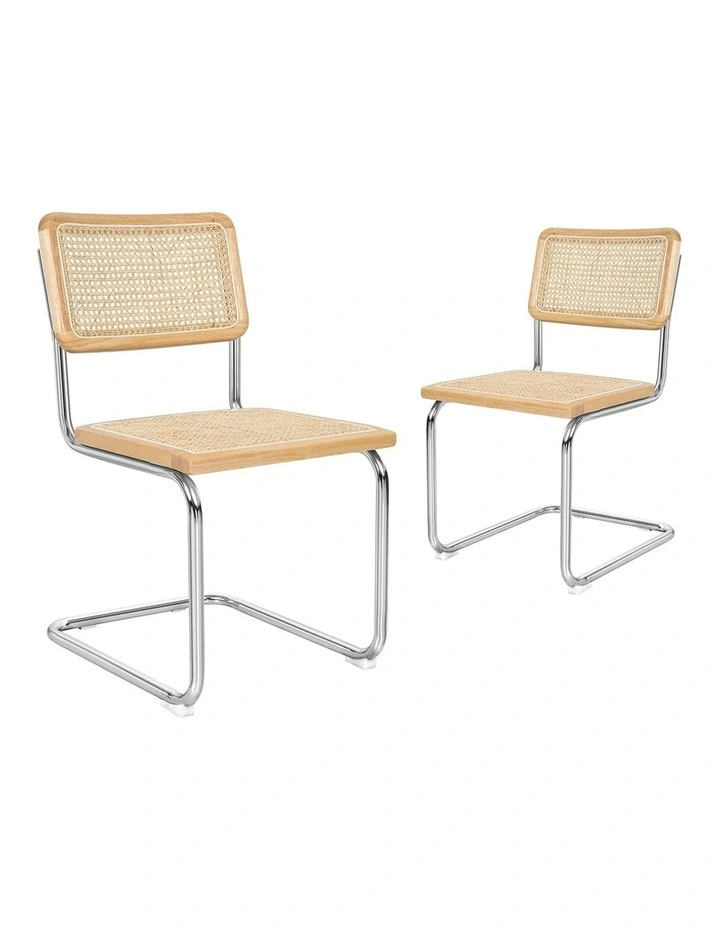 Cantilever Velvet Dining Chairs x2 in Beige