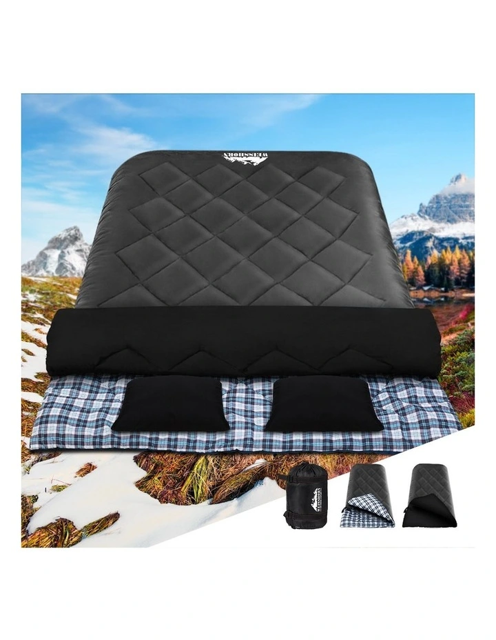 Double Camping Sleeping Bag Hiking Tent Thermal in Grey
