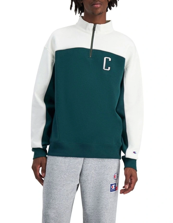 Rochester City Quarter Zip Pullover in Cotton Forest Gem