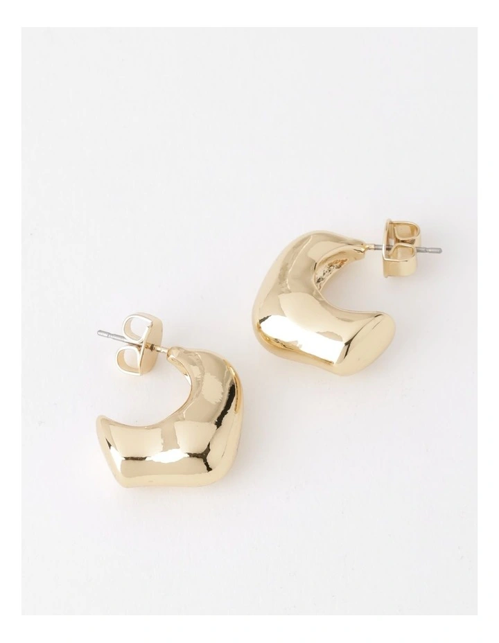 Chunky Half Square Hoop Earring in Gold